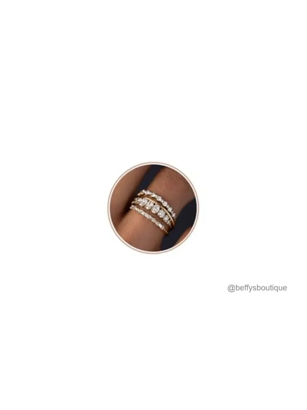 14K Gold Plated Stacking Ring Set for Women Non Tarnish Cubic Zirconia Hip-Hop